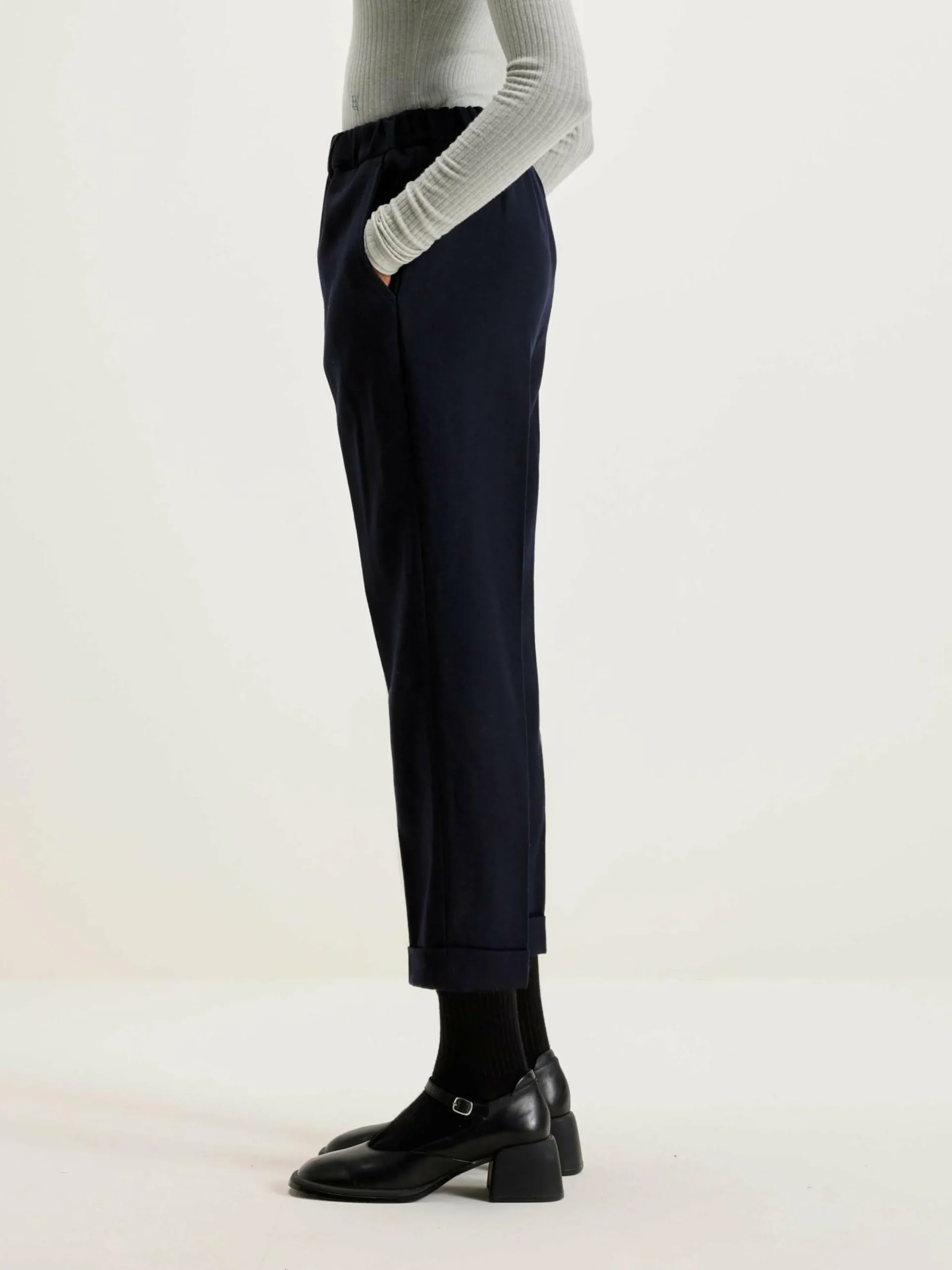 NICHOLSON & NICHOLSON Pantalon Sand Boyfriend En Laine