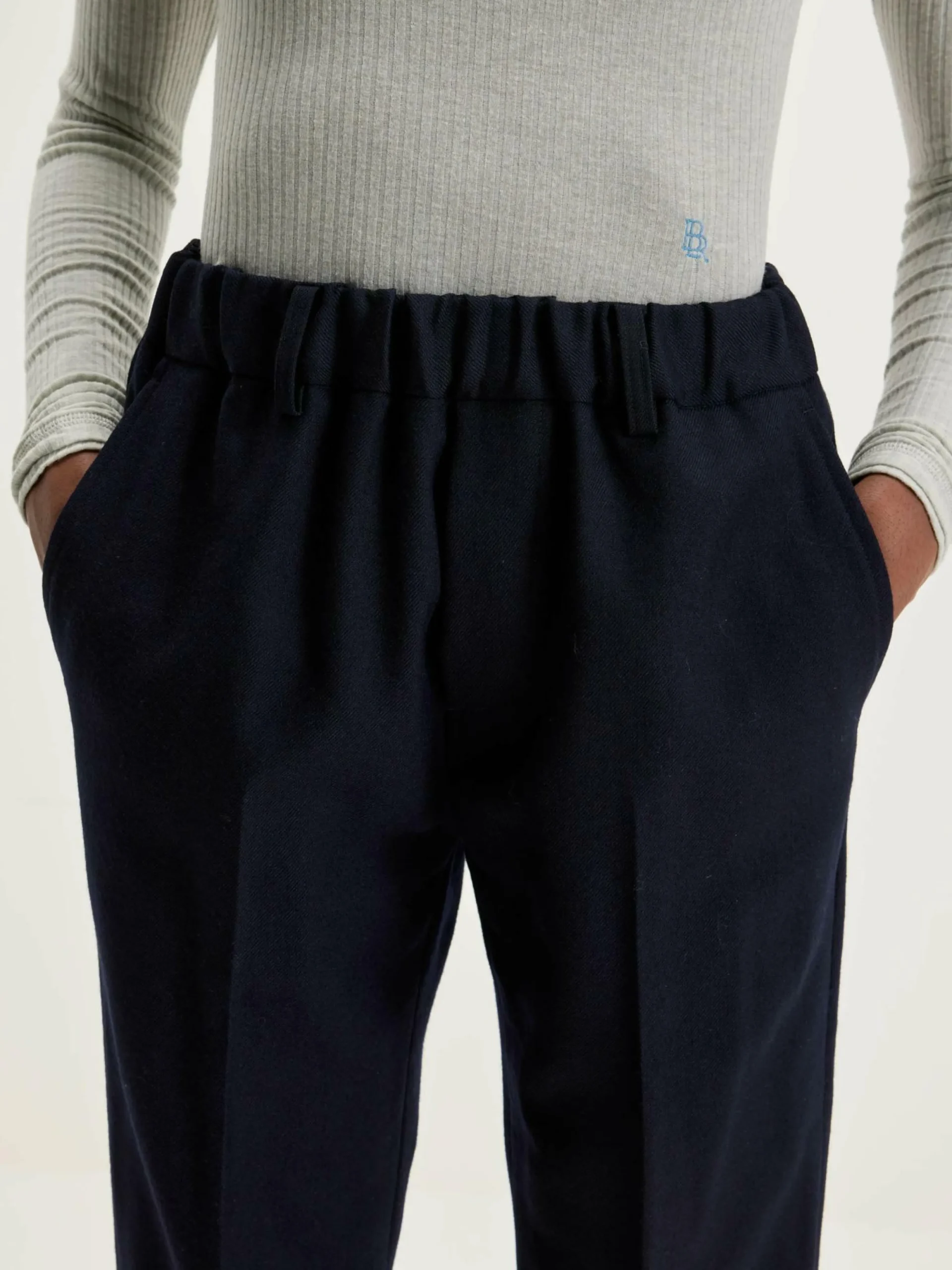 NICHOLSON & NICHOLSON Pantalon Sand Boyfriend En Laine