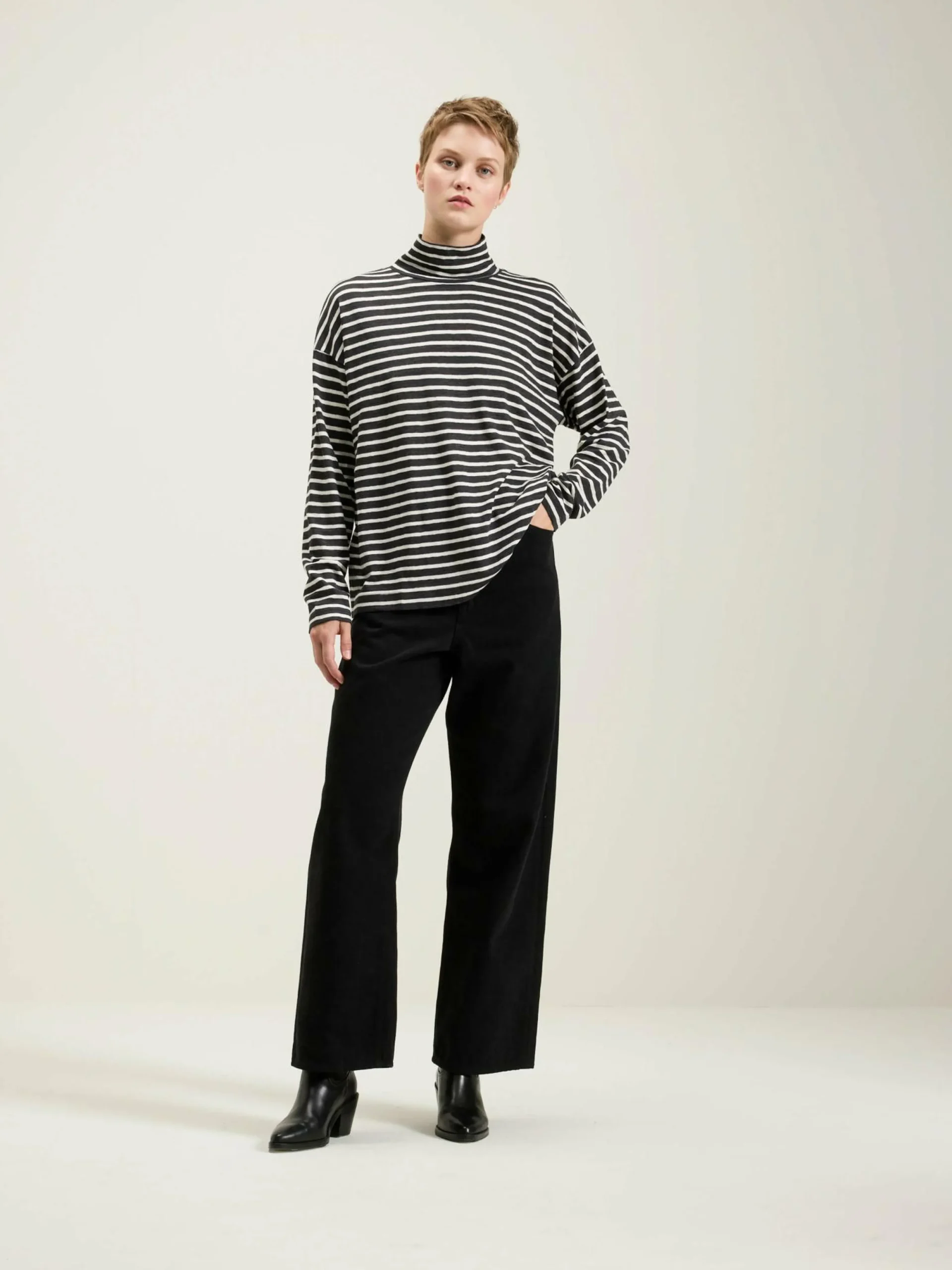 SARAHWEAR T-shirt Col Roulé Rayé Foggy