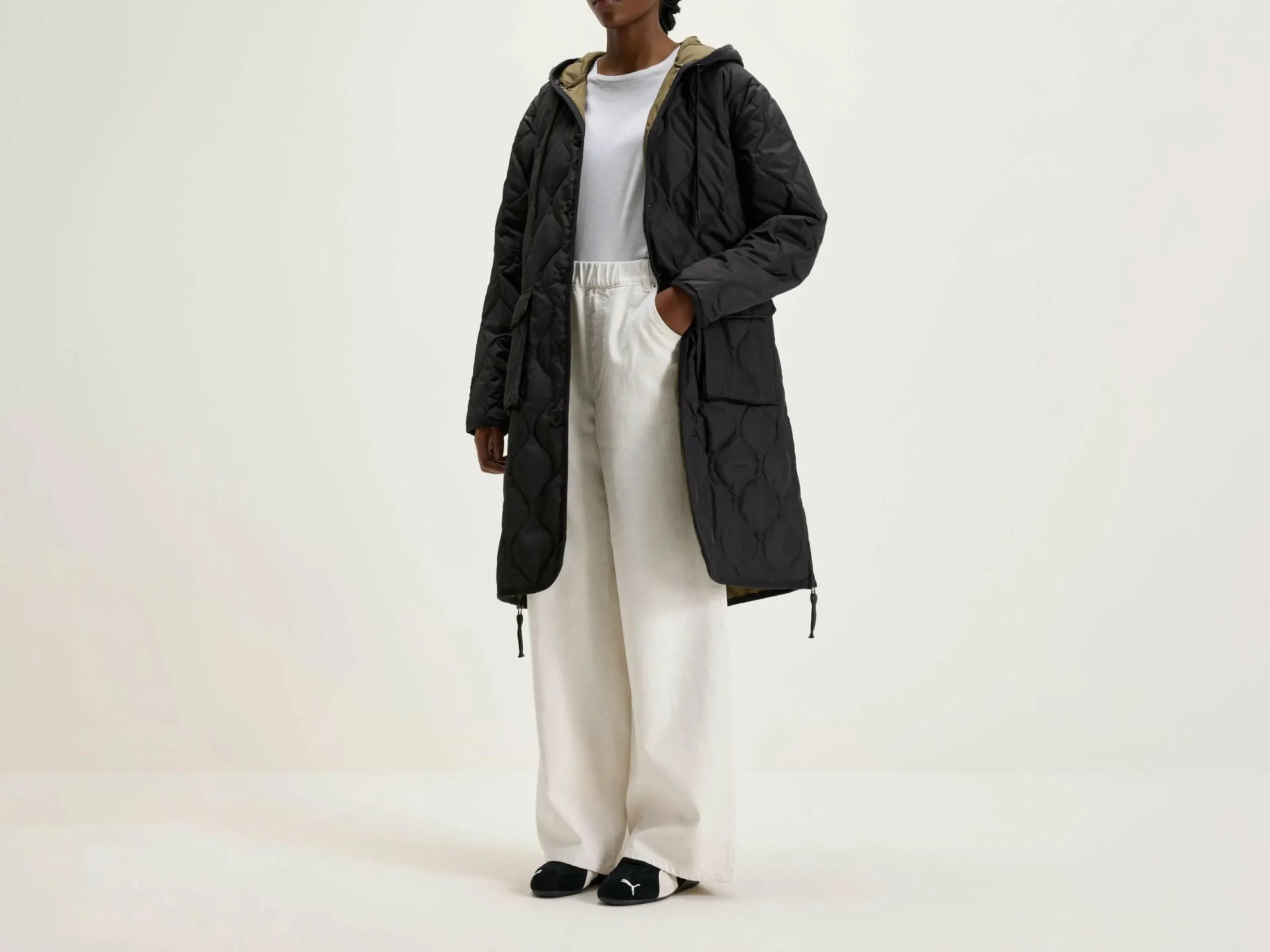 TAION Long Manteau Militaire à Capuche