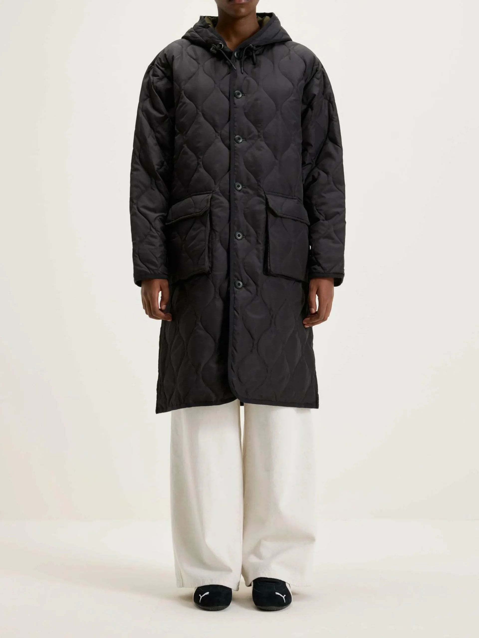 TAION Long Manteau Militaire à Capuche