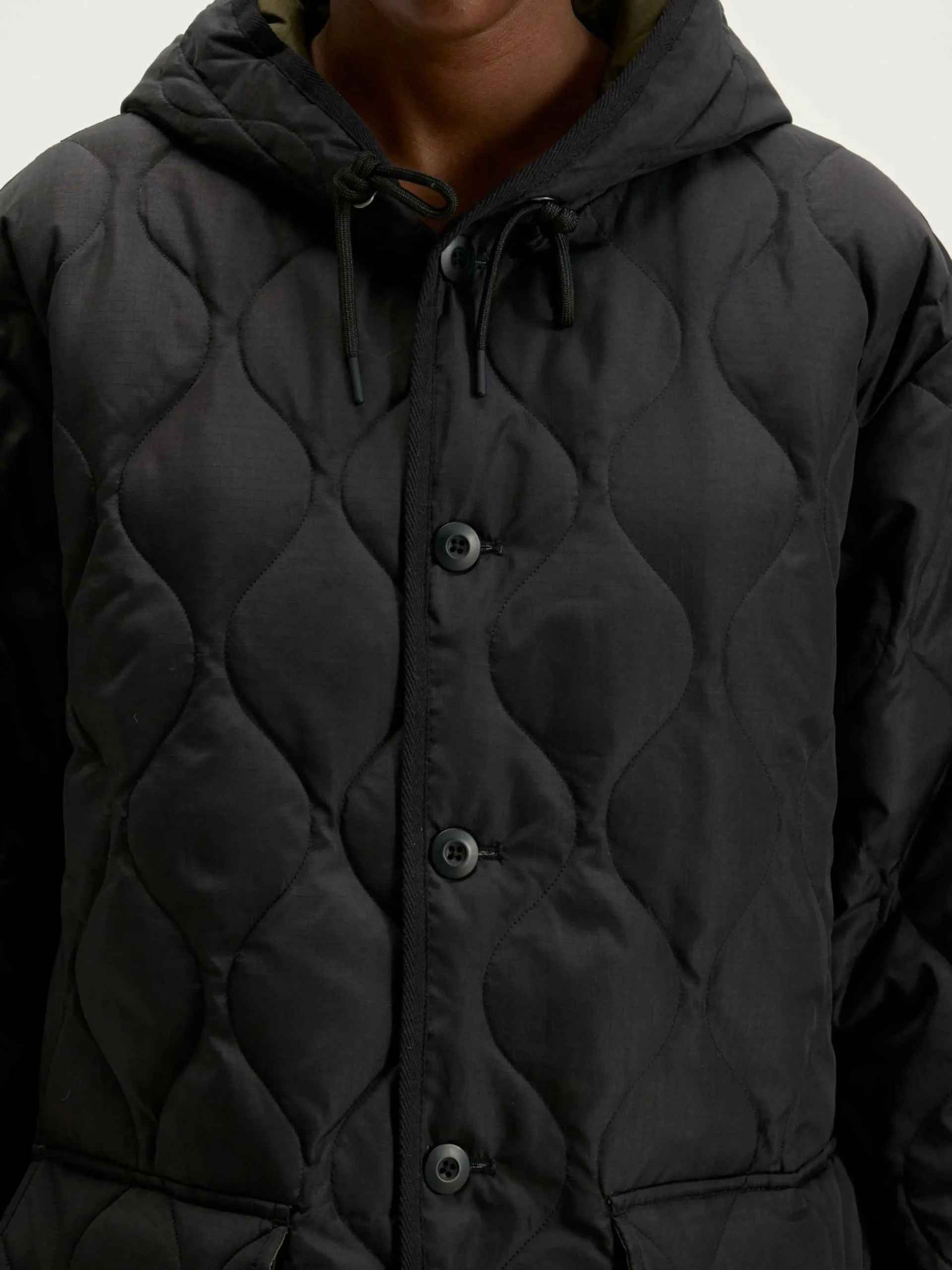 TAION Long Manteau Militaire à Capuche